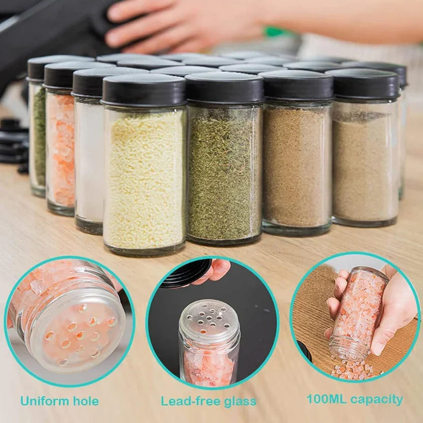 360° Rotating Ferris Wheel Spice Rack with 18 Glass Jars